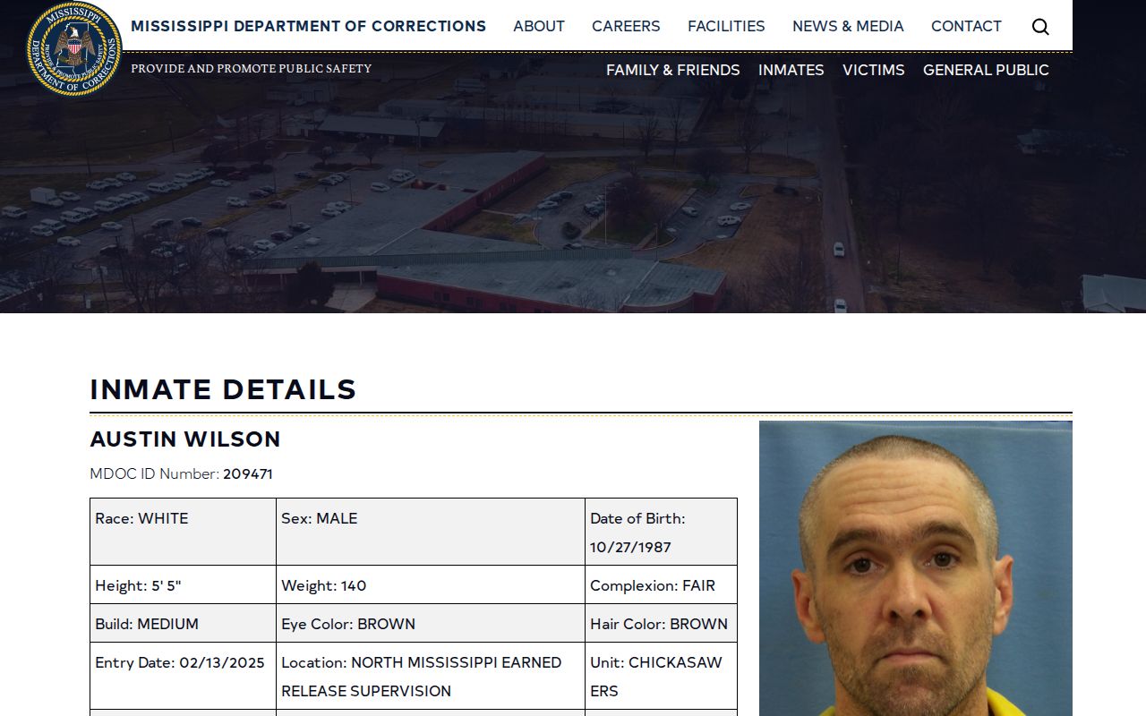 Jones County projected release date field layout on an MDOC inmate detail